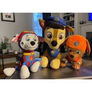 3 Paw Patrol Stuffed Dogs Animals Plushie Plush Chasa Zuma Marshall Racers Toy